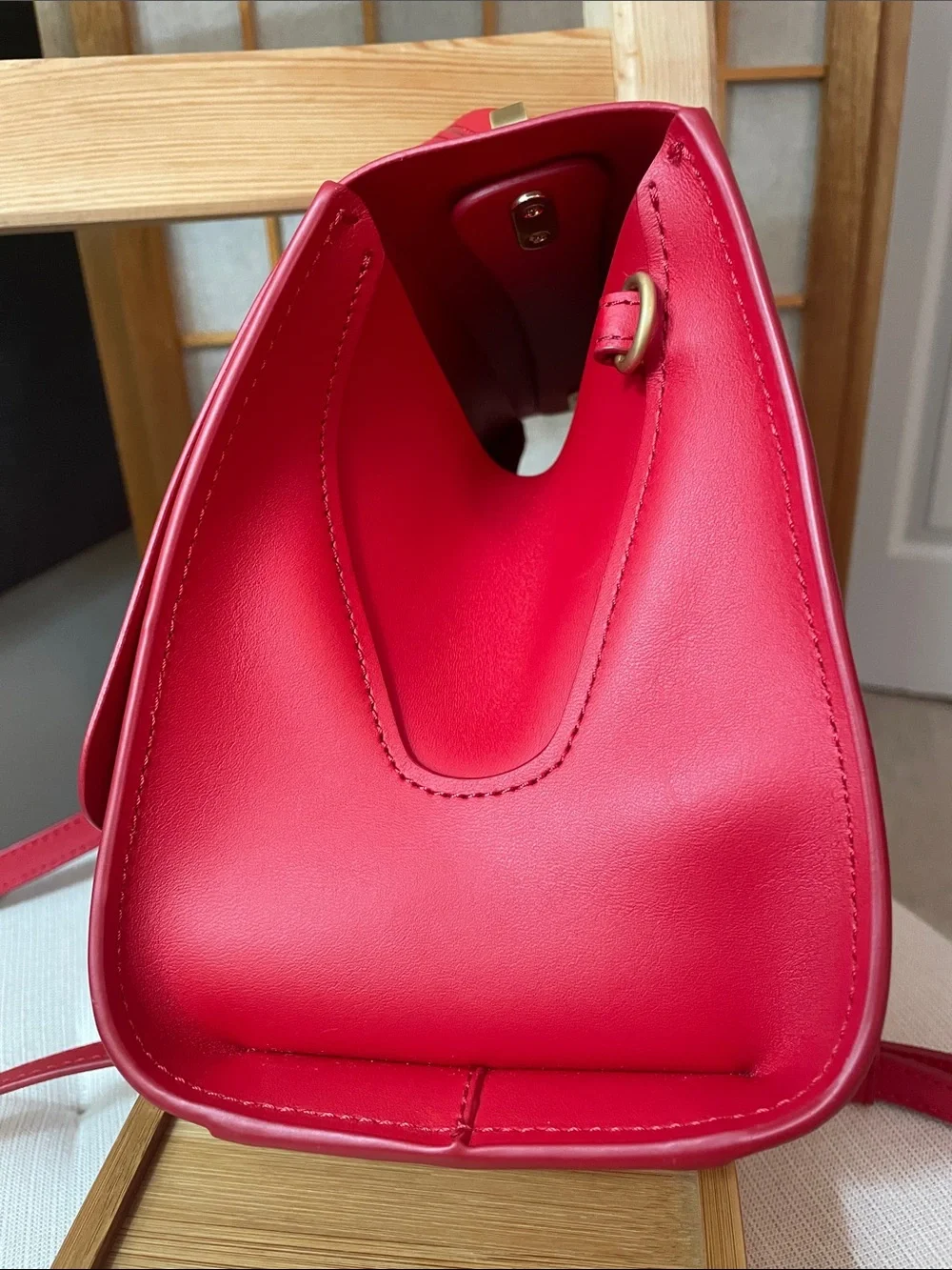 ZAC Zac Posen Eartha Top Handle Leather Crossbody Handbag in Bright Red